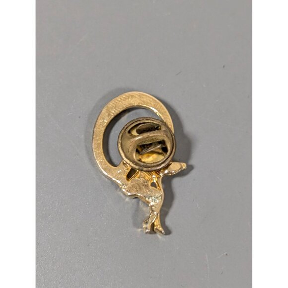 Vintage Guardian Angel Initial Letter D Gold Tone Pin Brooch - Picture 5 of 6